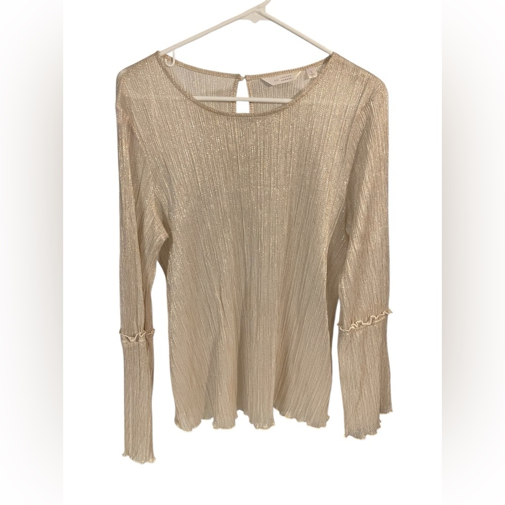 LC Lauren Conrad Shimmering Cream‎ Long Sleeve Top